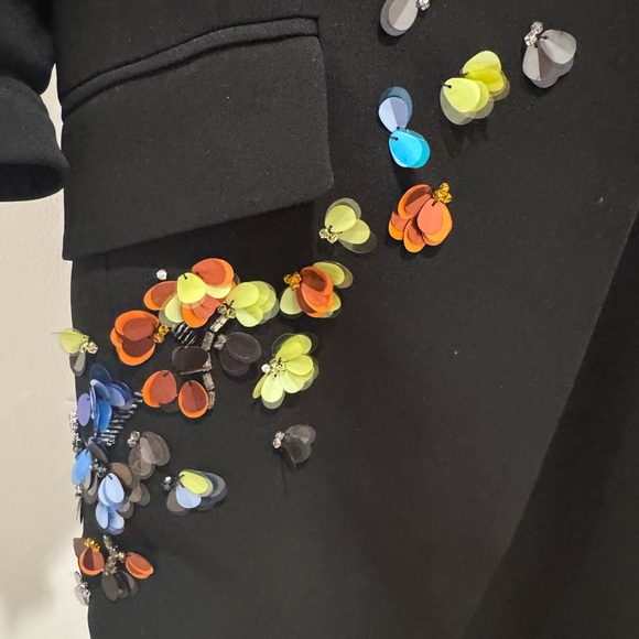 Cinq à Sept Black Jacket/Dress with Colorful Floral Accents - Picture 6 of 7